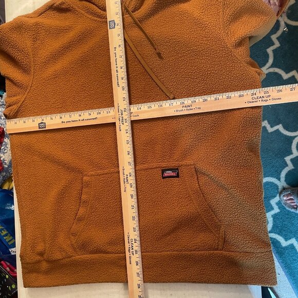 Dickies Hoodie Mens XL Tan Fleece Faux Fur Sherpa Teddy Pullover Sweatshirt Work - Picture 7 of 9